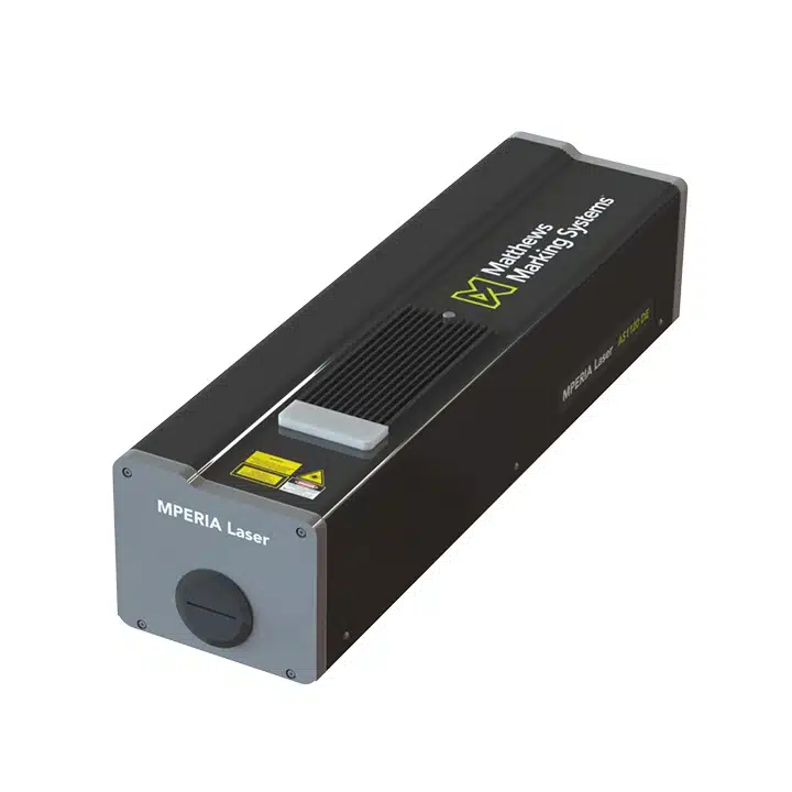 Lasermärkningssystemet MPERIA CO2 30W, visat i en vinklad produktvy, för permanent märkning och kodning.