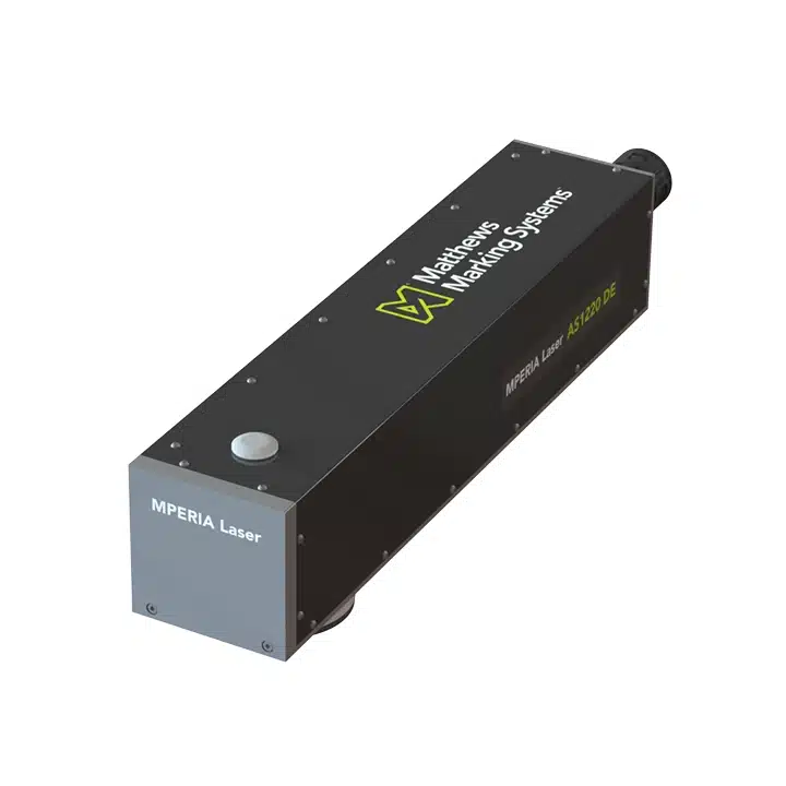 MPERIA 50W fiberlasermärkningssystem, visat i en vinklad produktvy, avsett för permanent industriell märkning.