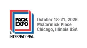Logotypen för PACK EXPO International 2026 med evenemangsdatum 18–21 oktober på McCormick Place i Chicago, Illinois.