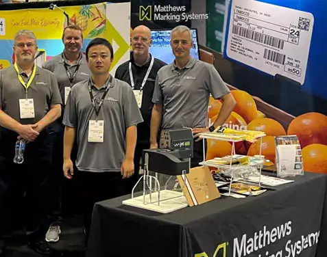 Matthews Marking Systems teamet vid montern på Global Produce and Floral Show